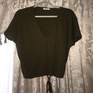 Zara ribbed shirt with a tie waist detail